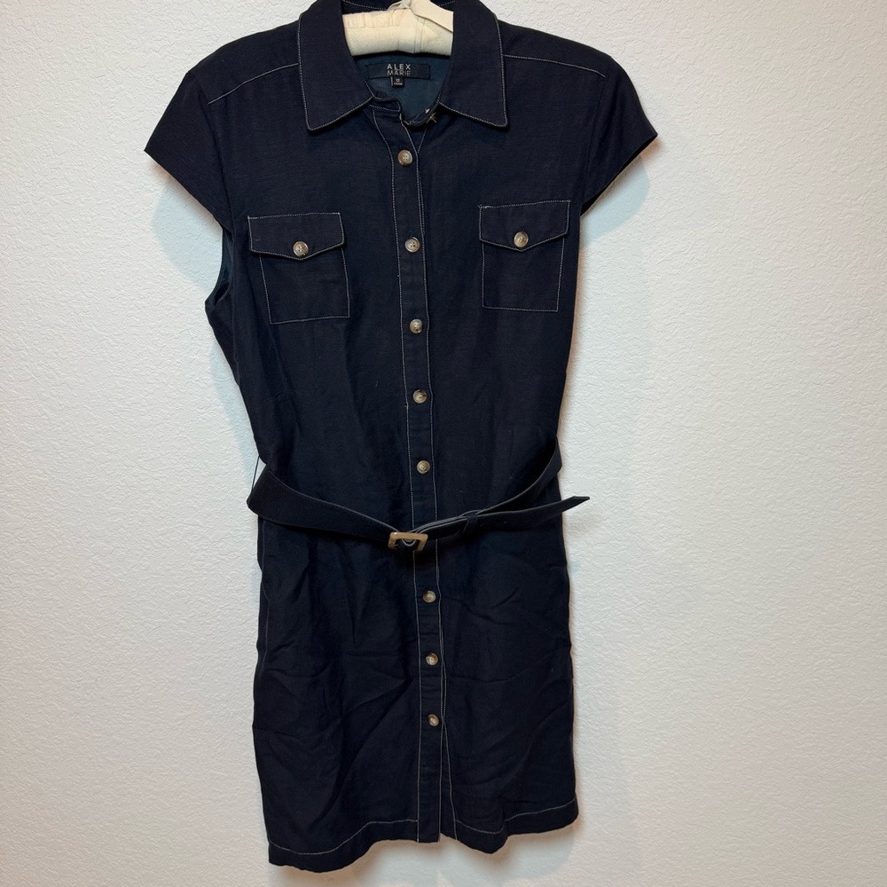 Alex Marie Dark Blue Cap Sleeve Mini Dress
